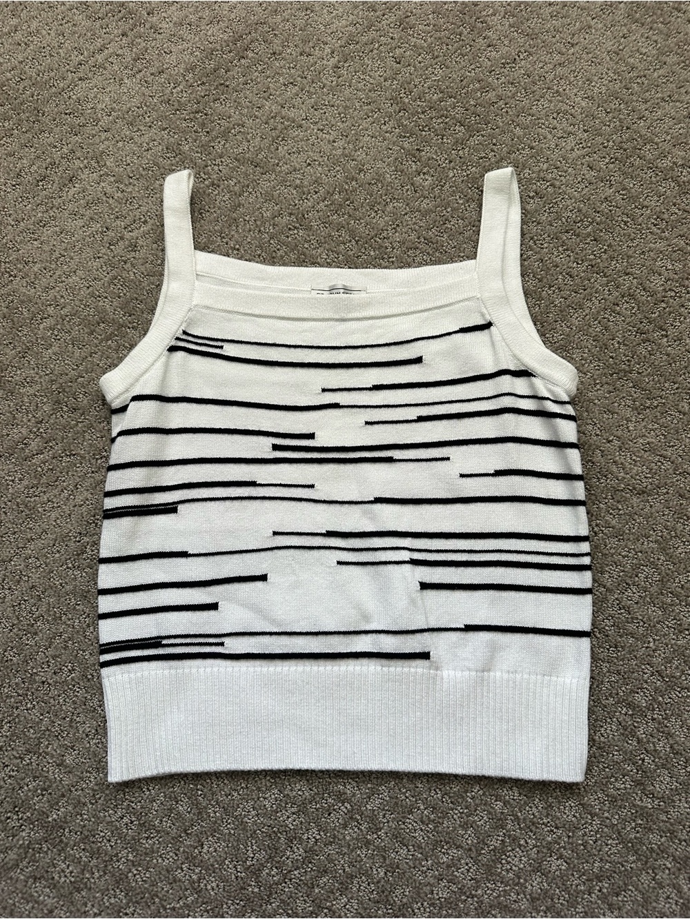 St. John Sport Wool Blend Knit Tank White w/ Black Stripes - Size S